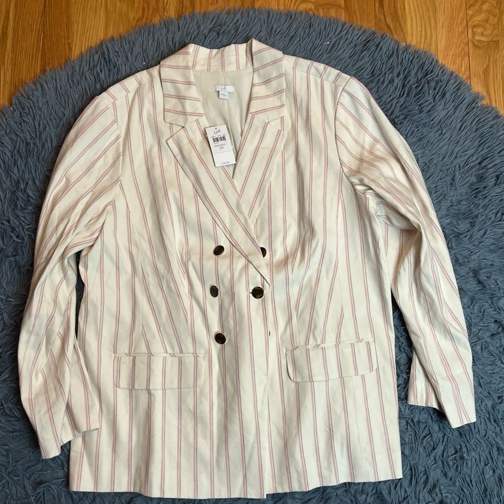 J.Jill Linen Stretch Double Breasted Linen Blazer Size 2X NWT - Picture 2 of 6